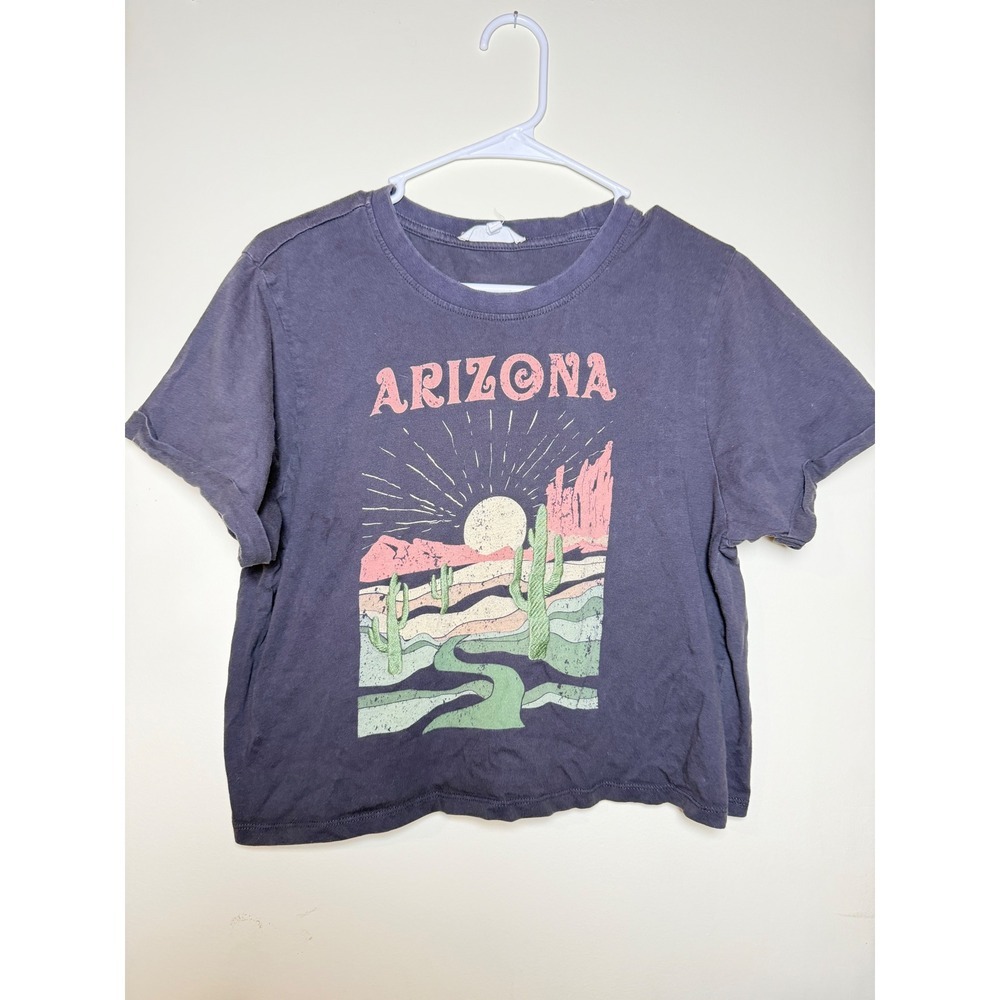 Love & Lazy Days Arizona Graphic Tee Charcoal Gray Desert Boho Cotton Shirt M